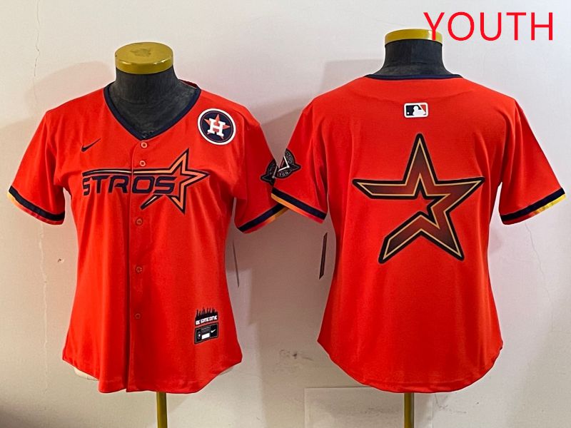 Youth Houston Astros Blank Orange Three generations Joint Name 2025 Nike MLB Jersey style 14->youth mlb jersey->Youth Jersey